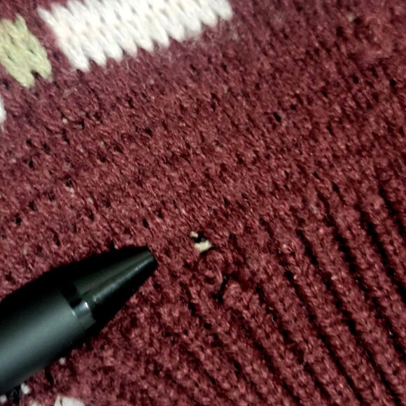 Vintage Lindsay Gray 90s Maroon Geometric Patchwork Cardigan Sweater M - Picture 4 of 5